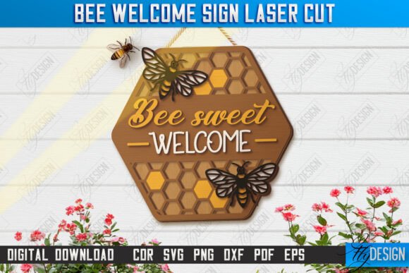 Bee Welcome Sign Laser Cut | Wall Signs