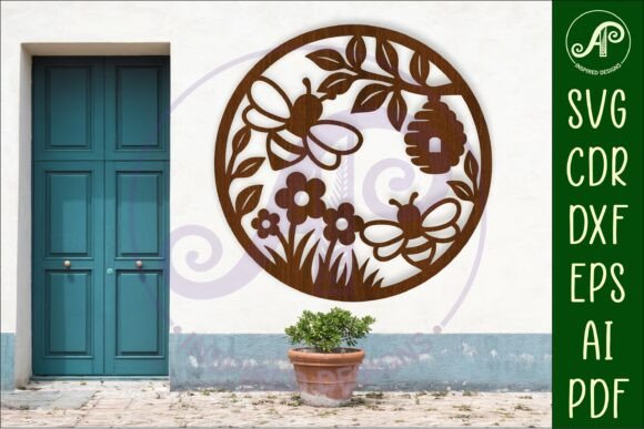 Bees and Flowers Wall Sign SVG File
