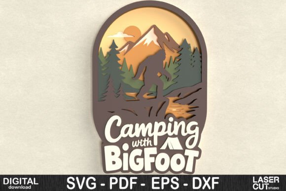 Camping with Bigfoot Layered SVG for Crafts
