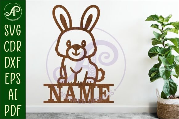 Charming Woodland Bunny Name Sign SVG for Laser Crafting