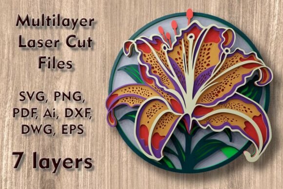 Create Enchanting 3D Wall Art with Lily Multilayer Laser Cut Files