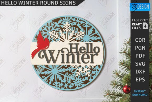 Create H1 From Hello Winter Round Wall Sign Laser Cut