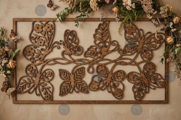 Floral Butterfly Wall Panel SVG Bundle
