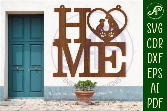 Home Word with Dogs Theme Wall Art Sign