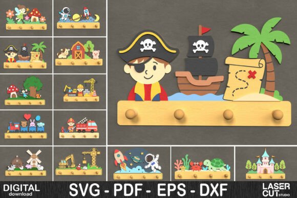 Kids Room Wall Hook SVG Bundle: Creative Laser Cut Files
