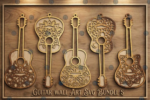 Laser Cut Guitar Wall Art SVG Bundle for Crafters