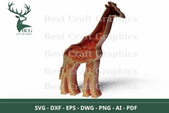 Layered Giraffe SVG Landscape: Savanna Art for Crafts