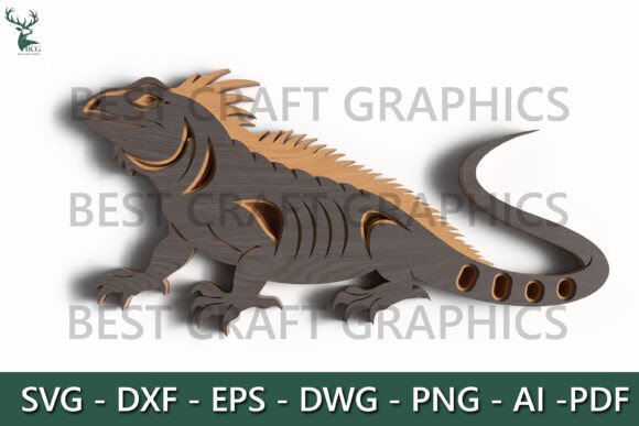 Layered Iguana Laser Cut SVG for Reptile Decor and Crafts
