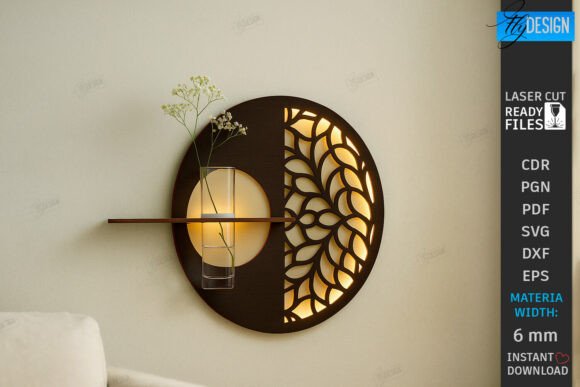 Lighted Wall Flower Holder Laser Cut: Modern Home Décor