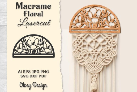 Macrame Frame Floral Lasercut: Elegant Design Elements
