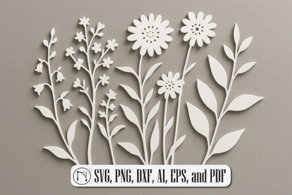 Paper Cut Wildflower SVG Cut File: Nature-Inspired Design