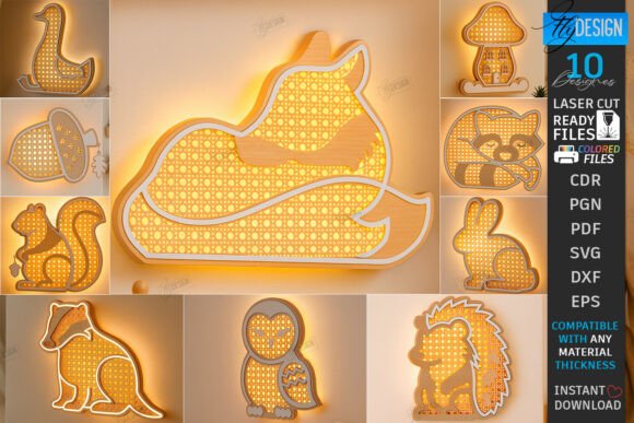Rattan Wall Night Light Laser Cut Bundle