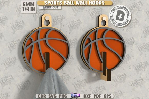 Sports Ball Wall Hooks Laser Cut | CNC