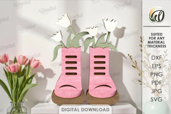 Spring Tiered Tray Laser Cut: Fresh Design Asset