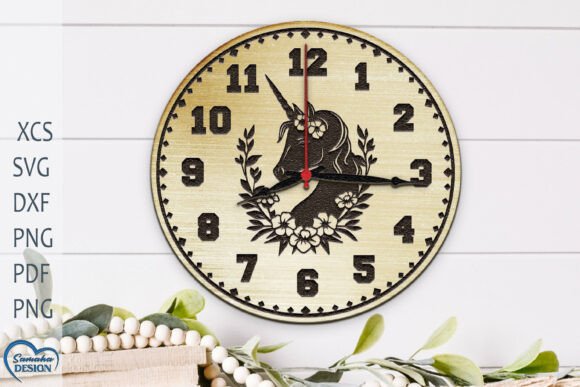 Wall Clock Laser Cut: Unicorn Wall Clock