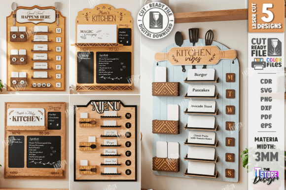 Weekly Menu Planner Boards Laser Cut Set